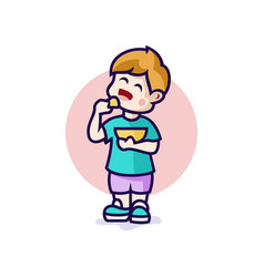 Cute Little Boy Eating Snack