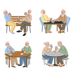 Elderly People Play Cards