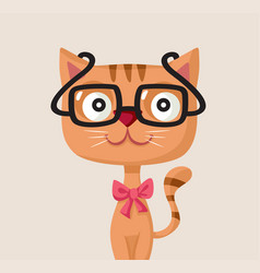 Funny Cat Wearing Glasses Cartoon