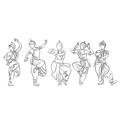 Indian Classical Dance Line Art