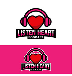 Listen Heart Podcast Logo Design Template