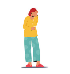 Exhausted Female Character Woman In Cozy Pajamas