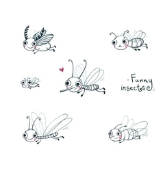 Funny insect cartoon set Royalty Free Vector Image