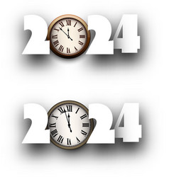 New Year 2024 Paper Numbers With Round Clock Face