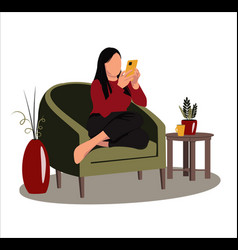 Woman With A Phone On Sofa With Phone