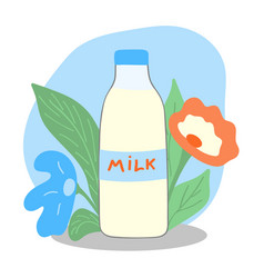 A Bottle Of Milk In Foliage With Flowers June 1