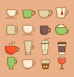 Color Set Of Coffee And Tea Related Icons