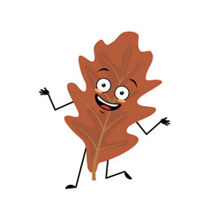 Oak Leaf Character With Crazy Emotions Smile