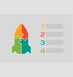 Diagram Infographic For 4 Steps Rocket Puzzle