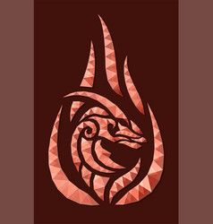 Low Poly Art With Red Flaming Dragon Head