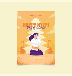 Happy Nyepi Balinese Day Of Silence On Poster