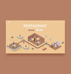 Restaurant Concept 3d Isometric Landing Page