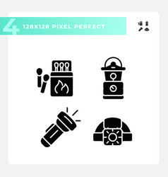 Set Of 2d Pixel Perfect Hiking Gear Glyph Style