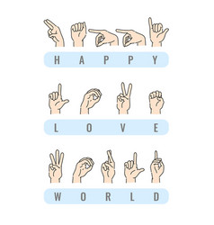 Deaf-mute alphabet with hand gestures set Vector Image