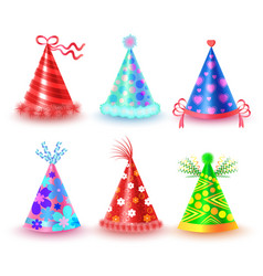 Set of colorful birthday hats Royalty Free Vector Image