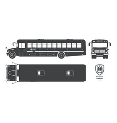 Isolated School Bus Black Silhouette Blueprint