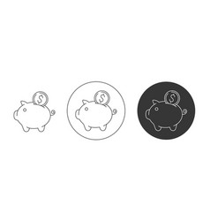 Piggy Bank Coin With Dollar Sign Icon Set