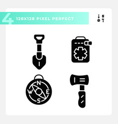 Pixel Perfect Hiking Gear Glyph Style Icons Pack