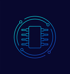 Semiconductor Icon On Dark Linear Design