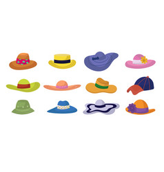 Summer Cap Or Cartoon Hat And Sunhat Set Icon