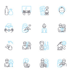 Gestation Linear Icons Set Pregnancy Fetus