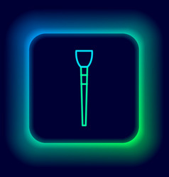 Glowing Neon Line Makeup Brush Icon Isolated On