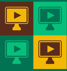 Pop Art Online Play Video Icon Isolated On Color