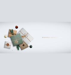 Christmas Banner With Top View Flat Lay