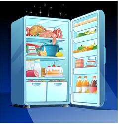 Open Refrigerator With Food