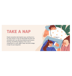 Daytime Nap Banner Background Tired People