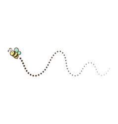 Flying Honey Bee Trail Line Clipart