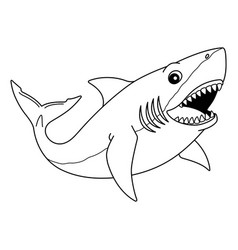 Great White Shark Isolated Coloring Page For Kids