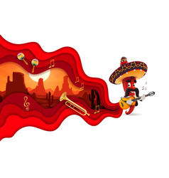 Paper Cut Banner Mexican Mariachi Pepper Desert