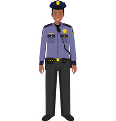 Standing African American Policeman Officer In