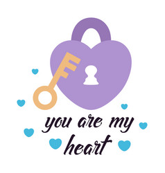 Valentine Card With Heart And Key Flat Design