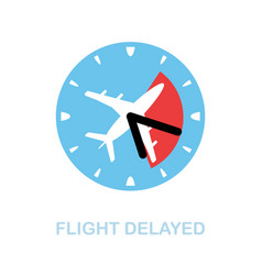 Flight Delayed Flat Icon Colored Element Sign