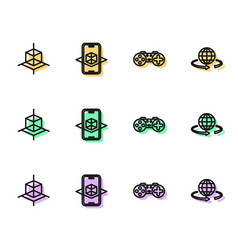 Set Line Gamepad 3d Modeling And Icon