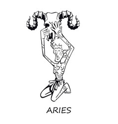 Aries Zodiac Sign Man Outline Cartoon