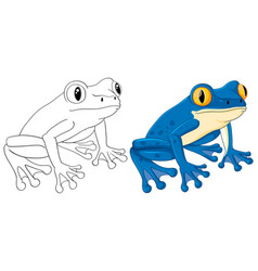 Outline Blue Frog Cartoon Coloring Page