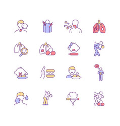 Lung Infection Symptoms Rgb Color Icons Set