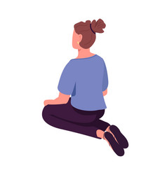 Woman Sitting From Back View Semi Flat Color