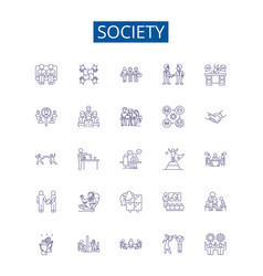 Society Line Icons Signs Set Design Collection