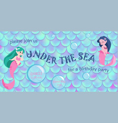 Birthday Party Banner Mermaid Poster Underwater