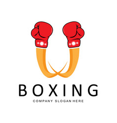 Boxing Gloves Logo Design Wrestling Ring Fighter