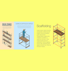 Scaffolding Banner Set Isometric Style