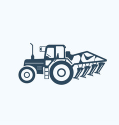 Tractor Icon With Tiller To Plo Till Land