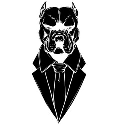 Black Silhouette Of Mastiff Dog Dressed Up In Suit