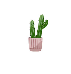 Cute Cactus In Pot Green Houseplant With Sharp