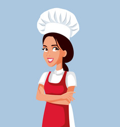 Smiling Female Chef Standing With Arms Crossed