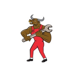 Mechanic Minotaur Bull Spanner Isolated Cartoon